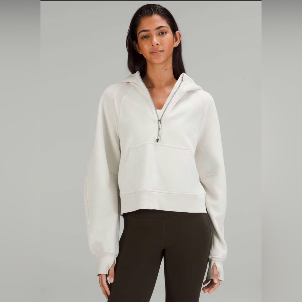 lululemon athletica Half-Zip Hooded Sweatshirt in Light Cream
